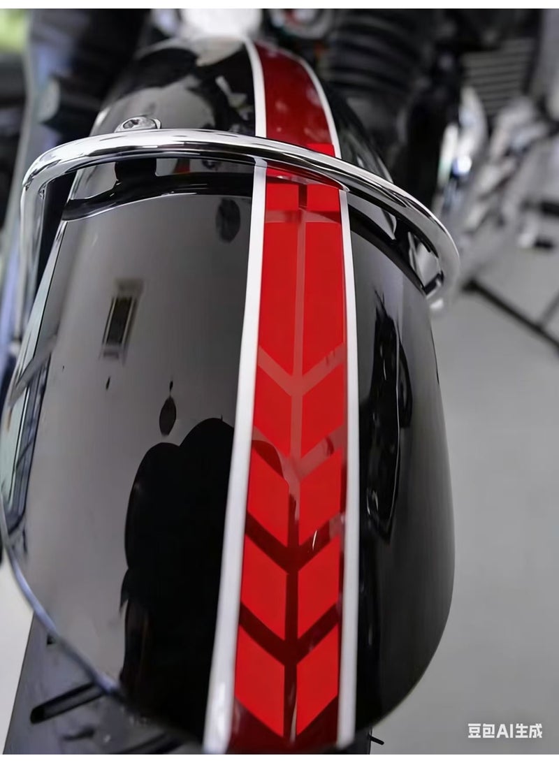 OR MENG 4 Pcs Motorcycle Decorative Sticker, Front Fender Arrow Sticker Decoration Warning Reflective Tape Accessories Universal Motorcycle Decals Graphics (Red) - Image 4